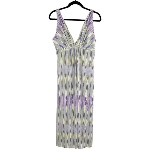 Natori Purple & Green Patterned Sleeveless Maxi Dress Women's Size Medium - Picture 1 of 9